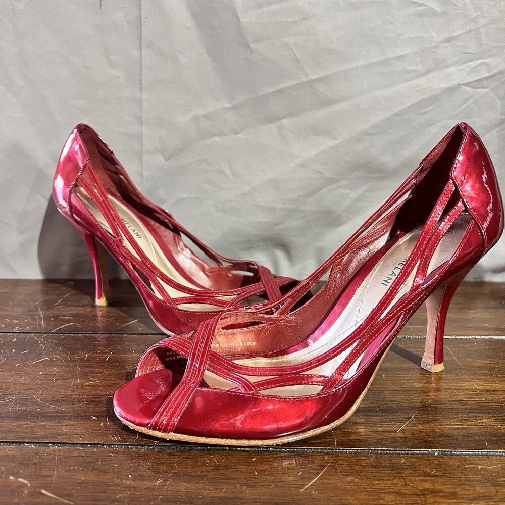 Antonio Melani red patent leather peep-toe heels Size 8 1/2 TG2000